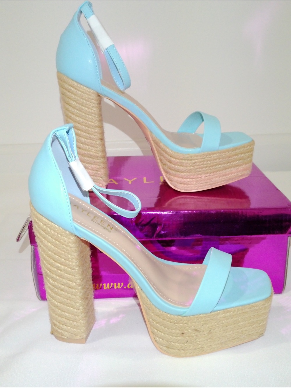 Unlisted Sky Blue Platform Espadrille Heels with Ankle Strap